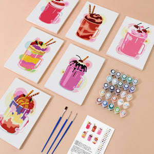 Peinture par numéros – Coffret de 6 toiles | Milkshakes Colorés