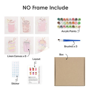 Peinture par numéros – Coffret de 6 toiles | Milkshakes Colorés