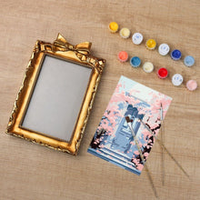 Charger l'image dans la galerie, Mini Peinture par numéros avec cadre - Fleurs près de la porte bleue