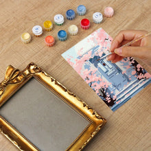 Charger l'image dans la galerie, Mini Peinture par numéros avec cadre - Fleurs près de la porte bleue