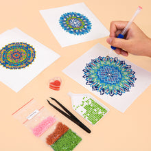 Charger l&#39;image dans la galerie, Mini Diamond Painting 15x20cm (4 pièces) - Mandalas de Cristal en Bleu