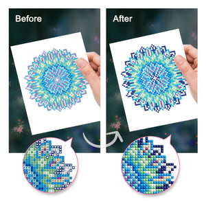 Mini Diamond Painting 15x20cm (4 pièces) - Mandalas de Cristal en Bleu