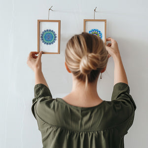 Mini Diamond Painting 15x20cm (4 pièces) - Mandalas de Cristal en Bleu