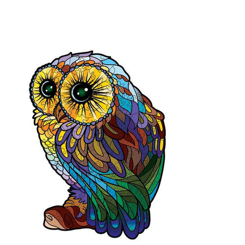 Puzzle 2D en Bois - Hibou coloré