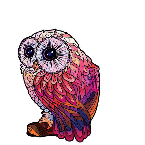 Puzzle 2D en Bois - Chouette rose