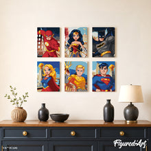 Charger l'image dans la galerie, Mini Série Peinture par Numéros 15x20cm (6 pièces) - Les Héros de la Justice League