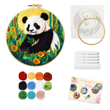 Charger l&#39;image dans la galerie, Kit Feutrage à l&#39;aiguille - Panda dans un champ de tournesols