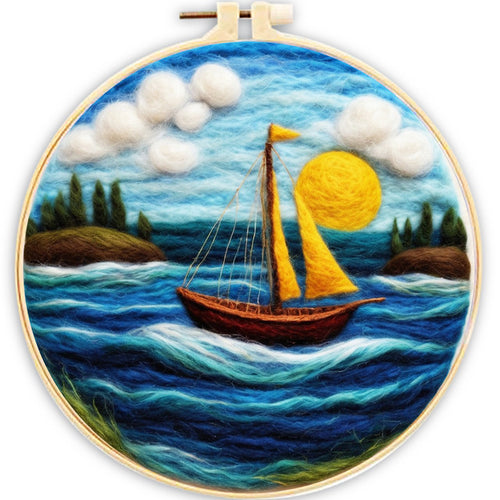 Kit Feutrage à l'aiguille - Bateau Jaune à Voile