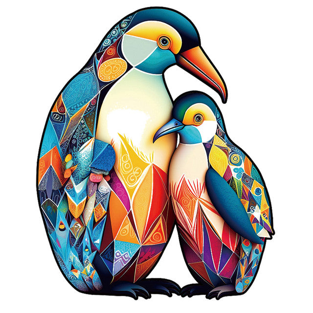 Puzzle 2D en Bois - Manchots abstraits