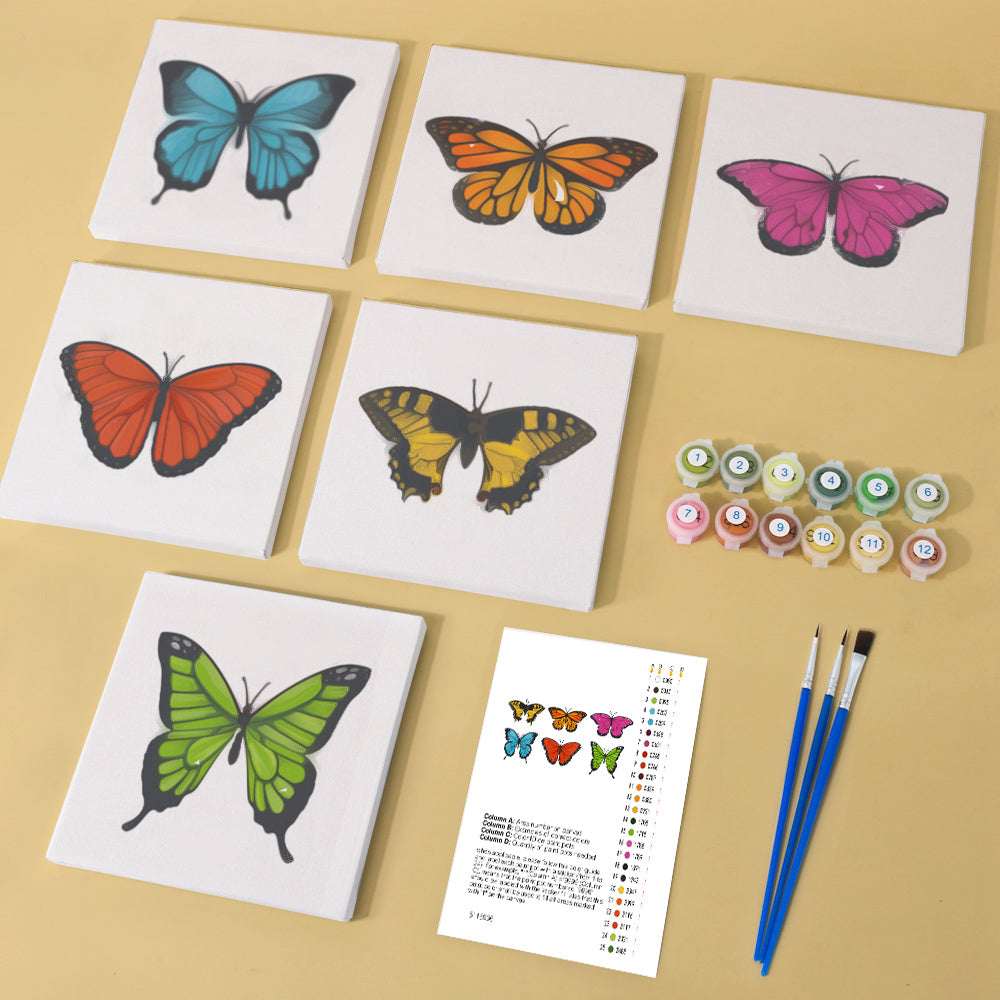 MXJSUA Papillons Colorés Lot De 4 Kits De Peinture Par Numéros Avec Cadre pour Enfants et Adultes, Peintures À L'Huile Acryliques pour Enfants Débutants four Décoration Maison 20x20cm MXJSUA Papillons Colorés Lot De 4 Kits De Peinture Par Numéros Avec Cadre pour Enfants et Adultes, Peintures À L'Huile Acryliques pour Enfants Débutants four Décoration Maison 20x20cm