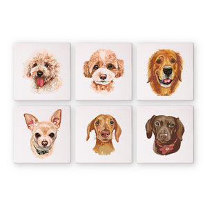 Mini Peinture par numéros 15x15cm (6 pièces) - Chiens Mignons