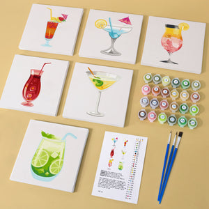 Mini Peinture par numéros 15x15cm (6 pièces) - Série Art Mural de Cocktails