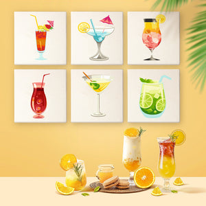 Mini Peinture par numéros 15x15cm (6 pièces) - Série Art Mural de Cocktails