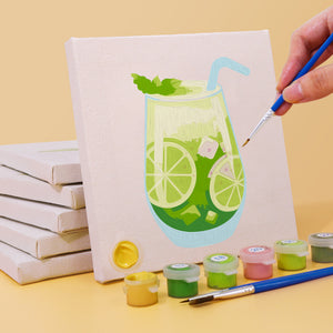 Kit Peinture Par Numéros Cocktails - 6 Toiles 20x30 Cm, Pinceaux Et Peintures Inclus - Décoration Murale - 8