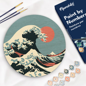 Peinture par Numéro sur Disque en bois - La Grande Vague