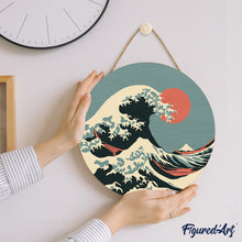 Charger l&#39;image dans la galerie, Peinture par Numéro sur Disque en bois - La Grande Vague