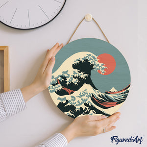 Peinture par Numéro sur Disque en bois - La Grande Vague