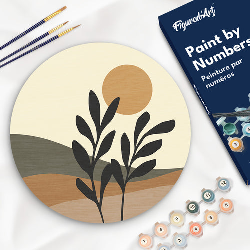 Peinture par Numéro sur Disque en bois - Paysage et Plante