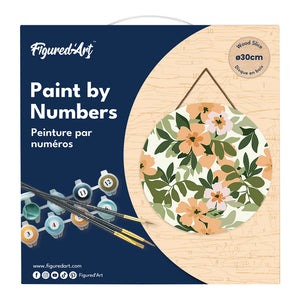 Peinture par Numéro sur Disque en bois - Motif floral