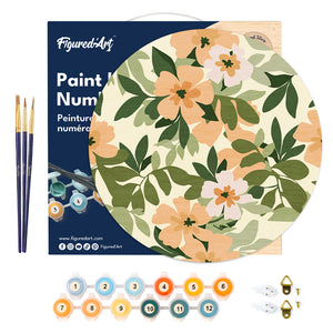 Peinture par Numéro sur Disque en bois - Motif floral