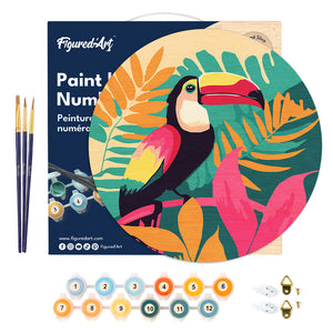 Peinture par Numéro sur Disque en bois - Toucan Tropical