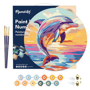 Peinture par Numéro sur Disque en bois - Dauphin