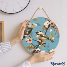 Charger l&#39;image dans la galerie, Peinture par Numéro sur Disque en bois - Oiseau sur une branche