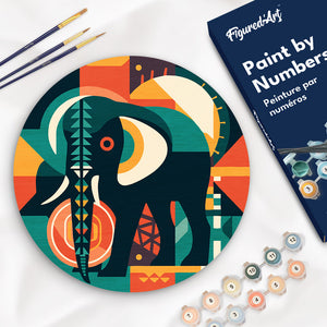 Peinture par Numéro sur Disque en bois - Éléphant Art Déco