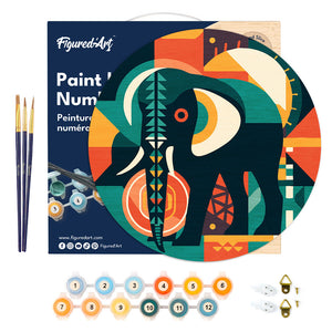 Peinture par Numéro sur Disque en bois - Éléphant Art Déco