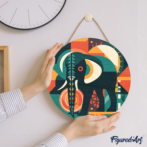 Peinture par Numéro sur Disque en bois - Éléphant Art Déco