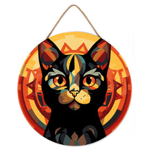 Charger l&#39;image dans la galerie, Peinture par Numéro sur Disque en bois - Chat noir Art Déco