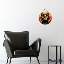 Charger l&#39;image dans la galerie, Peinture par Numéro sur Disque en bois - Chat noir Art Déco