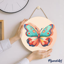 Charger l&#39;image dans la galerie, Peinture par Numéro sur Disque en bois - Papillon