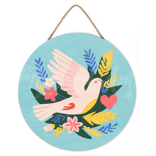 Charger l&#39;image dans la galerie, Peinture par Numéro sur Disque en bois - Oiseau et fleurs