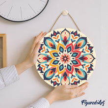 Charger l&#39;image dans la galerie, Peinture par Numéro sur Disque en bois - Mandala floral