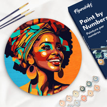 Charger l&#39;image dans la galerie, Peinture par Numéro sur Disque en bois - Reine Africaine Pop Art