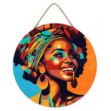 Charger l&#39;image dans la galerie, Peinture par Numéro sur Disque en bois - Reine Africaine Pop Art