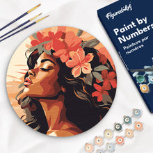 Charger l&#39;image dans la galerie, Peinture par Numéro sur Disque en bois - Femme florale