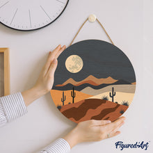 Charger l&#39;image dans la galerie, Peinture par Numéro sur Disque en bois - Clair de lune désertique