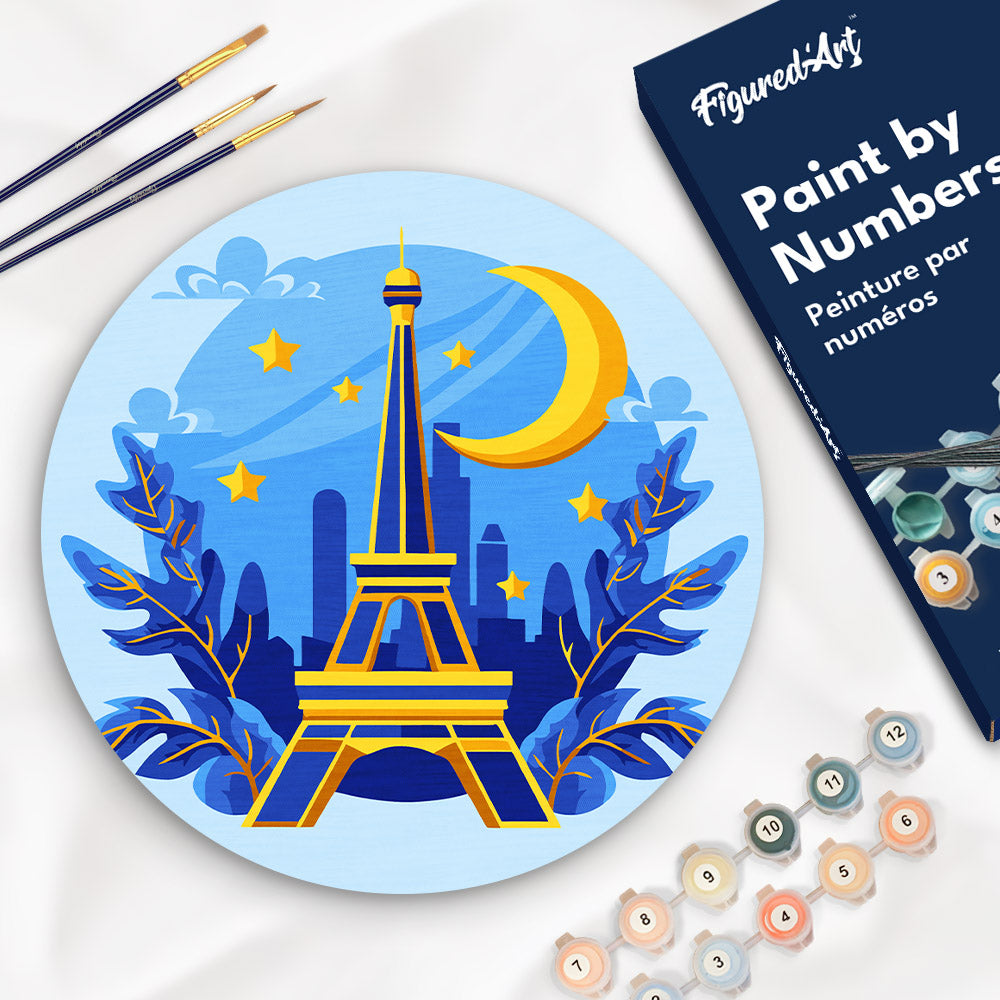 Peinture par Numéro sur Disque en bois - Tour Eiffel