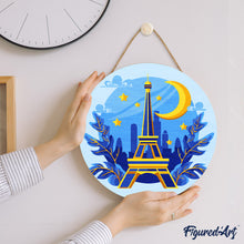 Charger l&#39;image dans la galerie, Peinture par Numéro sur Disque en bois - Tour Eiffel