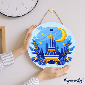 Peinture par Numéro sur Disque en bois - Tour Eiffel