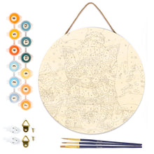 Charger l&#39;image dans la galerie, Peinture par Numéro sur Disque en Bois - Chat Mignon avec Écharpe Rouge