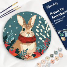 Charger l&#39;image dans la galerie, Peinture par Numéro sur Disque en Bois - Lapin de Noël