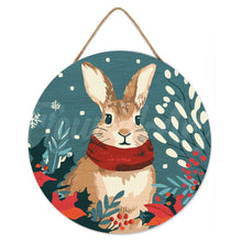 Charger l&#39;image dans la galerie, Peinture par Numéro sur Disque en Bois - Lapin de Noël
