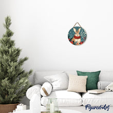 Charger l&#39;image dans la galerie, Peinture par Numéro sur Disque en Bois - Lapin de Noël