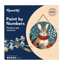 Charger l&#39;image dans la galerie, Peinture par Numéro sur Disque en Bois - Lapin de Noël