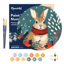 Charger l&#39;image dans la galerie, Peinture par Numéro sur Disque en Bois - Lapin de Noël