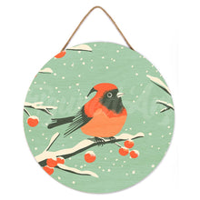 Charger l&#39;image dans la galerie, Peinture par Numéro sur Disque en Bois - Oiseau Rouge d&#39;Hiver