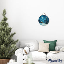Charger l&#39;image dans la galerie, Peinture par Numéro sur Disque en Bois - Nuit Étoilée à Noël